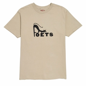 Poets Hanna Screened T-Shirt - Beige/Tan loose but not baggy Breathable Fit