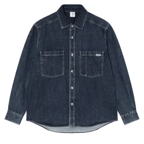 Polar Mike Long Sleeve Denim Shirt - Washed Blue Minimalist Closure Casual Friday