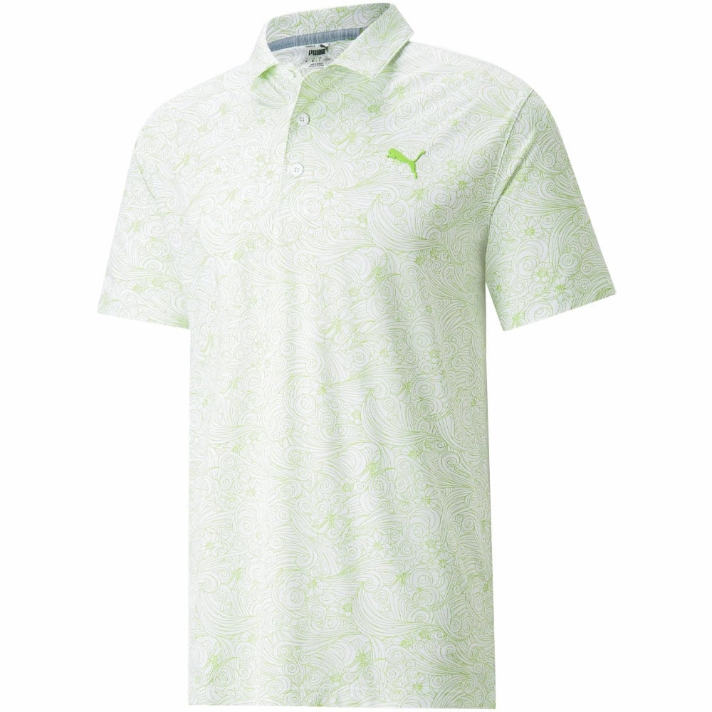 Puma MATTR Gust O' Wind Polo Shirt - Bright White/Greenery Outdoor Adventure