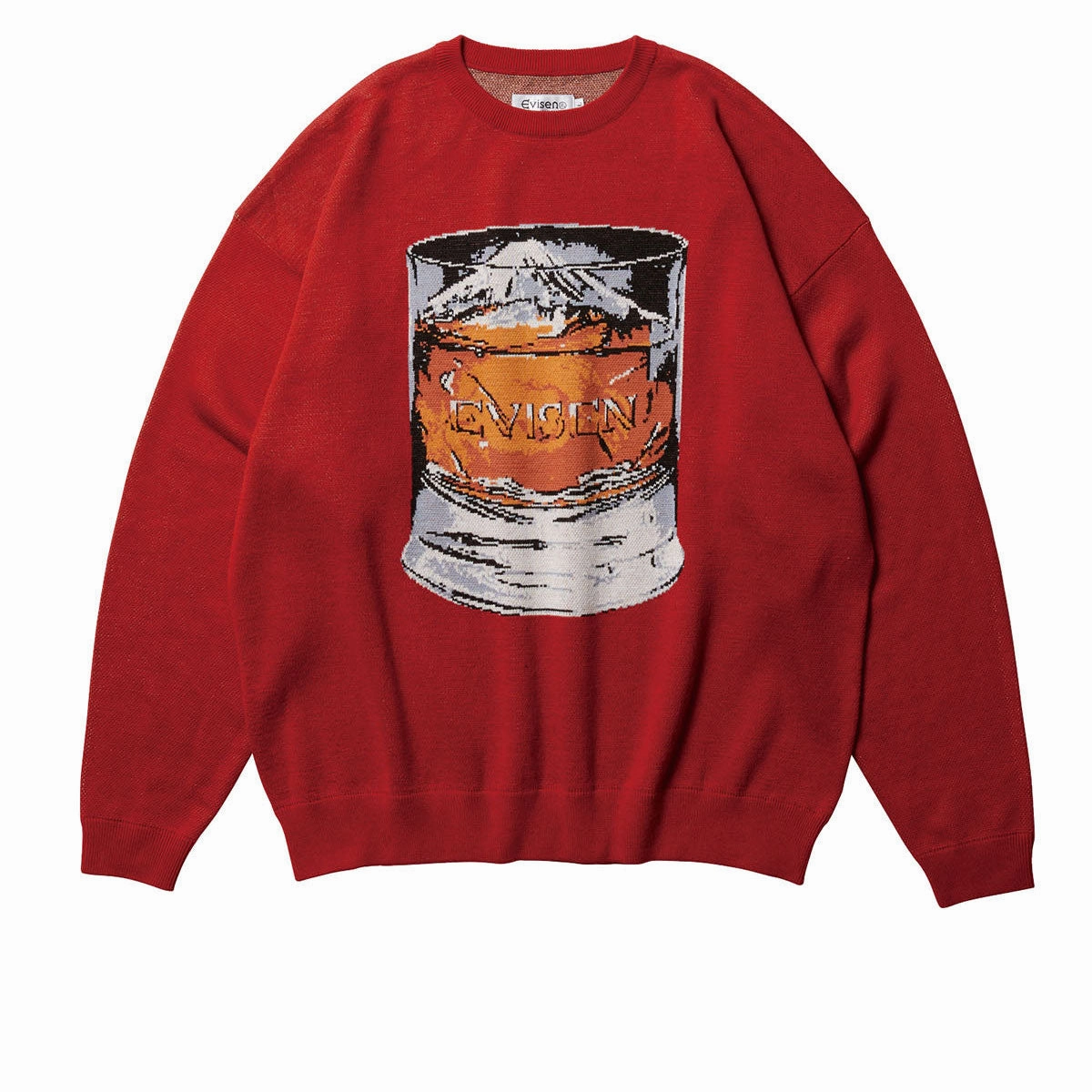 UPF Protection Evisen Mountain High Jacquard Crewneck Sweatshirt - Brick