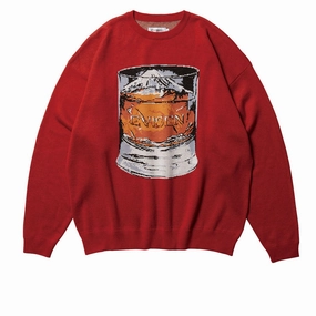 UPF Protection Evisen Mountain High Jacquard Crewneck Sweatshirt - Brick