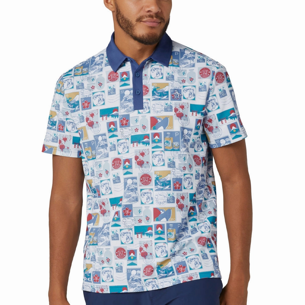 Original Penguin Pete's Stamp Roadmap Polo Shirt - Bright White Work efficiency