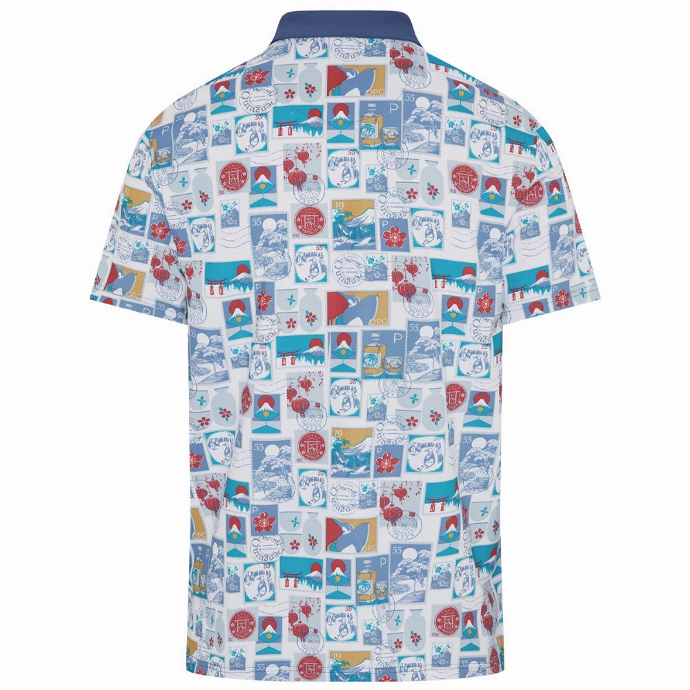 Original Penguin Pete's Stamp Roadmap Polo Shirt - Bright White Outdoor Style High Quality Printing