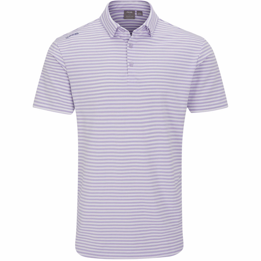 Tight Fit Ping Owain Polo Shirt - Purple Ash/White