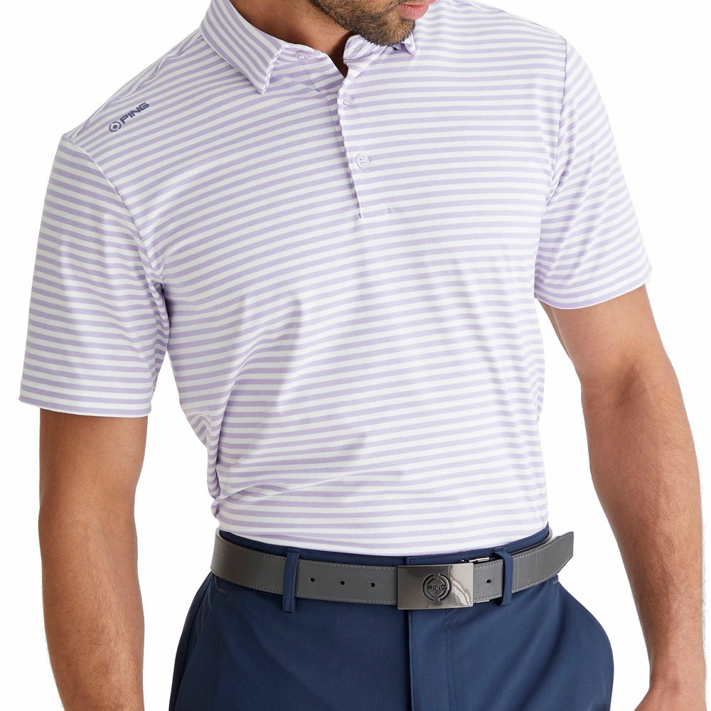 Award-winning TemperatureControl Fabric Ping Owain Polo Shirt - Purple Ash/White