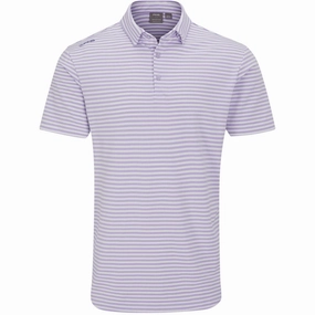 Tight Fit Ping Owain Polo Shirt - Purple Ash/White