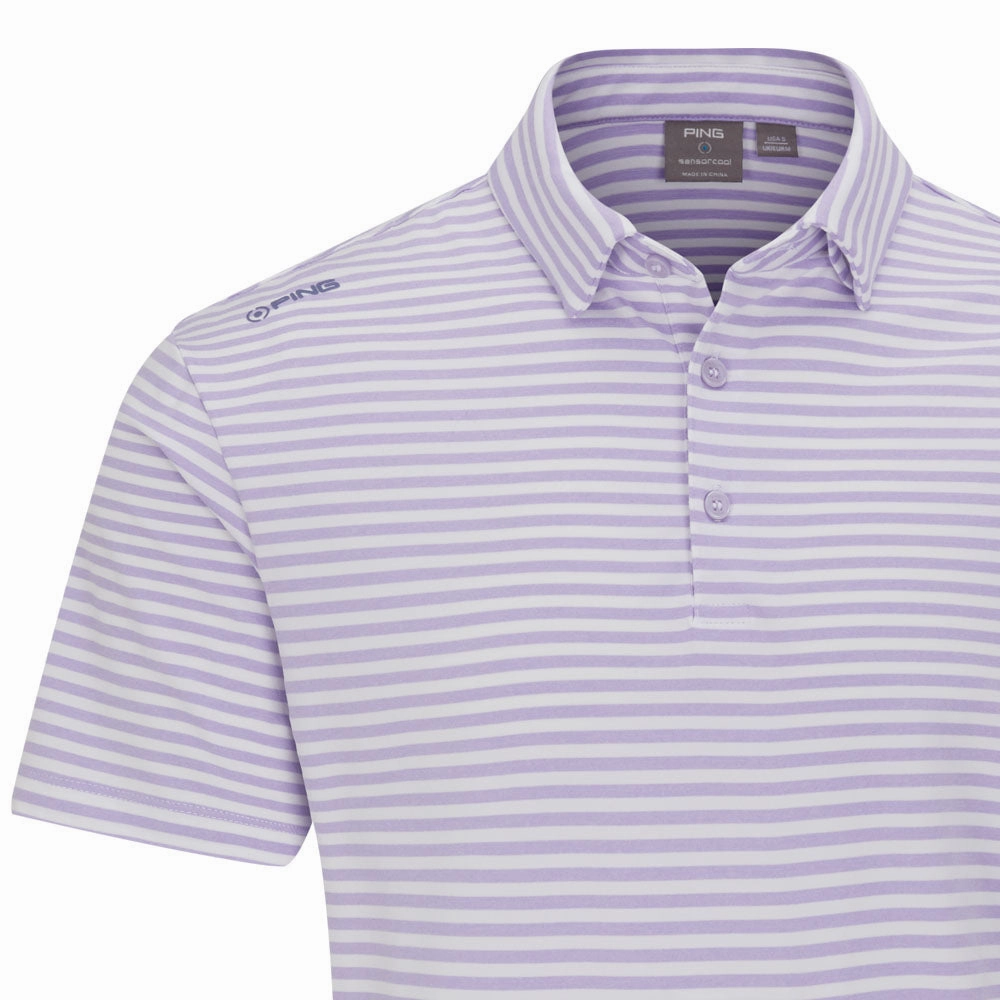 Ping Owain Polo Shirt - Purple Ash/White Relaxed Vibe crew neck