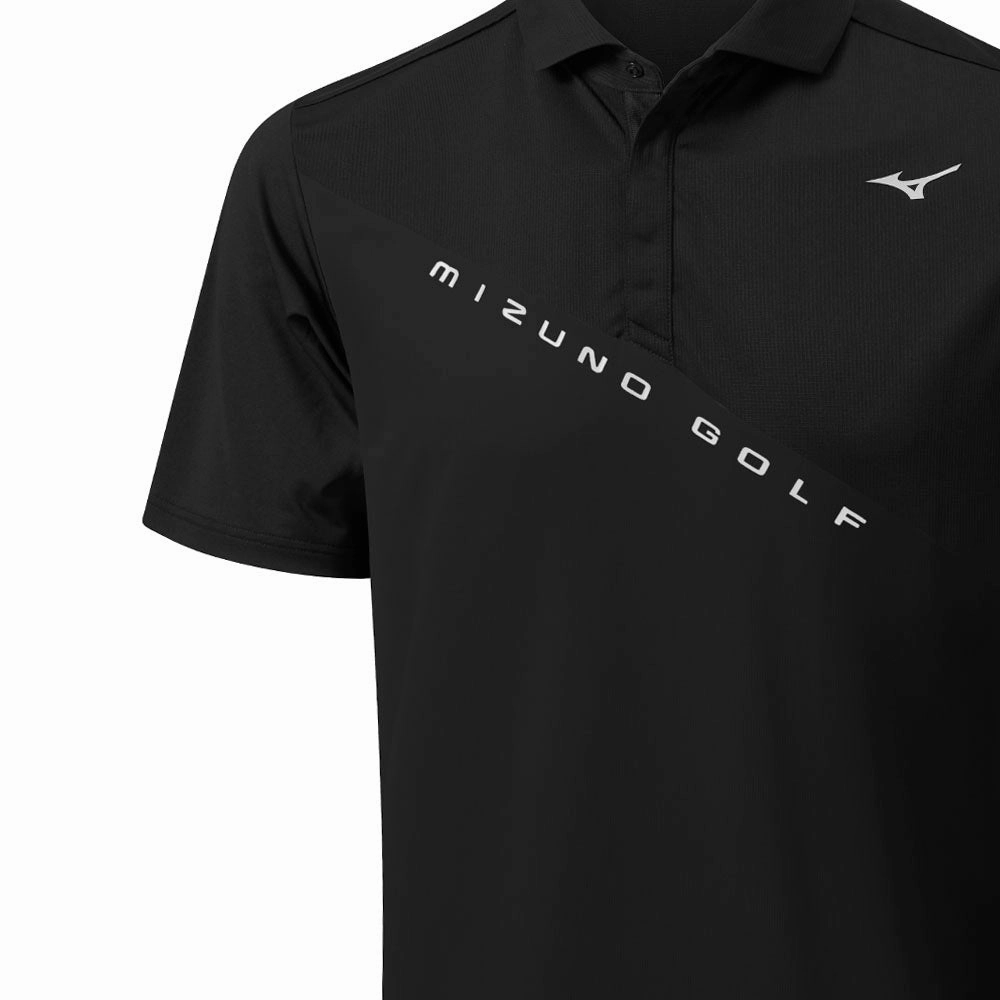 Mizuno Trace Polo Shirt - Black Drip Dry Fabric