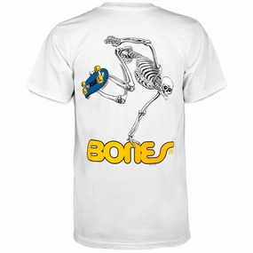 Powell-Peralta Skateboard Skeleton T-Shirt - White Minimal Style Trend Running Speed