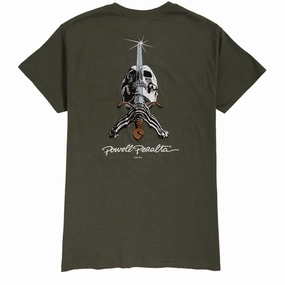 Powell-Peralta Skull And Sword T-Shirt - Military Green II Fashionable Layer Durable Colorfast Finish