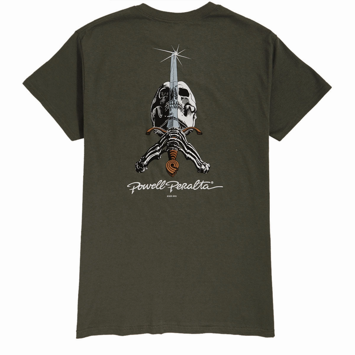 Relax Style Trend Powell-Peralta Skull And Sword T-Shirt - Military Green II