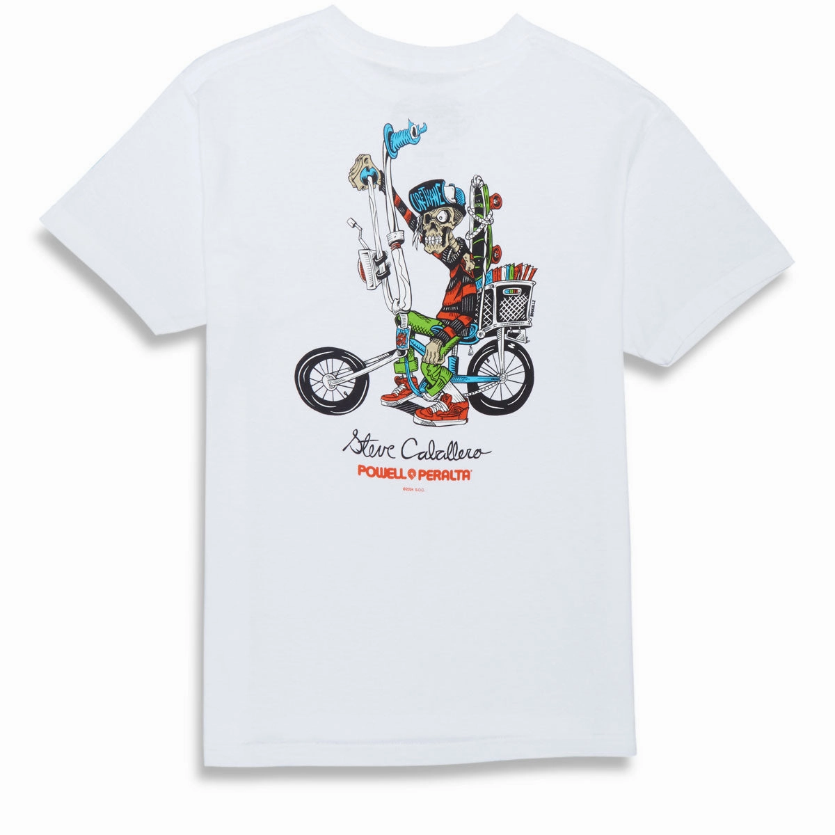 Smooth Flatlock Stitching Powell-Peralta Steve Caballero Chopper Bike T-Shirt - White