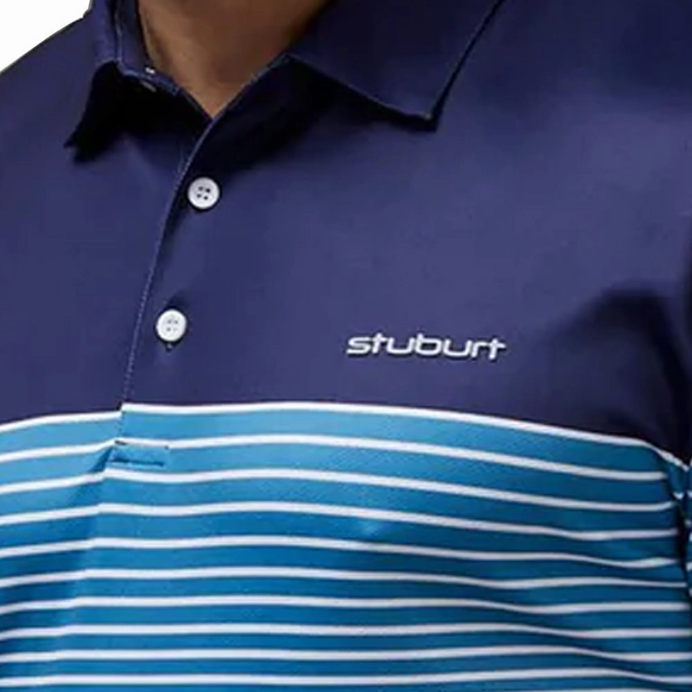 Bold colors Classic Smart Stuburt Highland Polo Shirt - Midnight/Vintage Blue