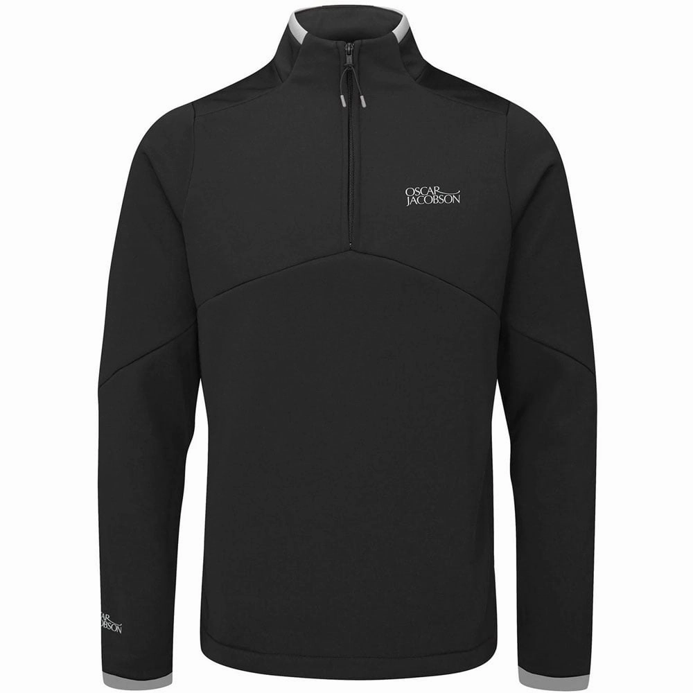 Oscar Jacobson Talbot Tour Mid Layer 1/2 Zip Pullover - Black Breathable Seasonal Fashion