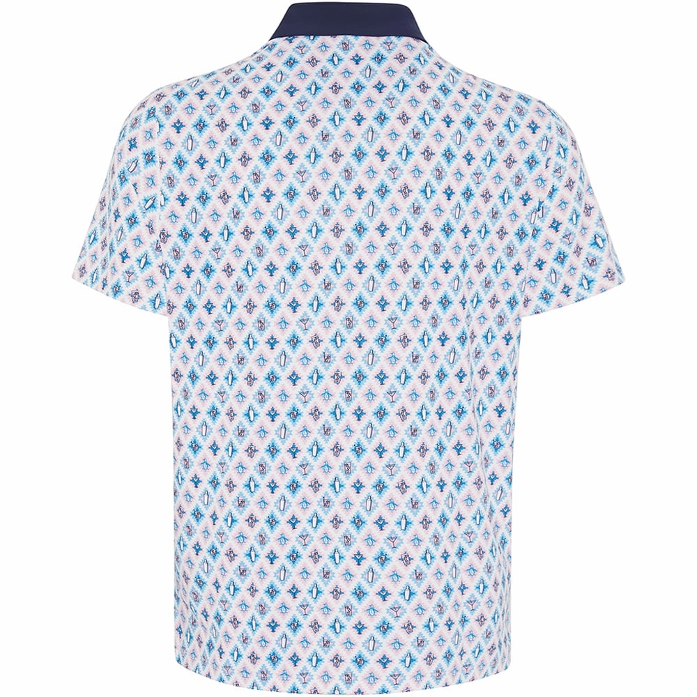Active Outfit Original Penguin All-Over Atomic Cocktail Print Polo Shirt - Black Iris