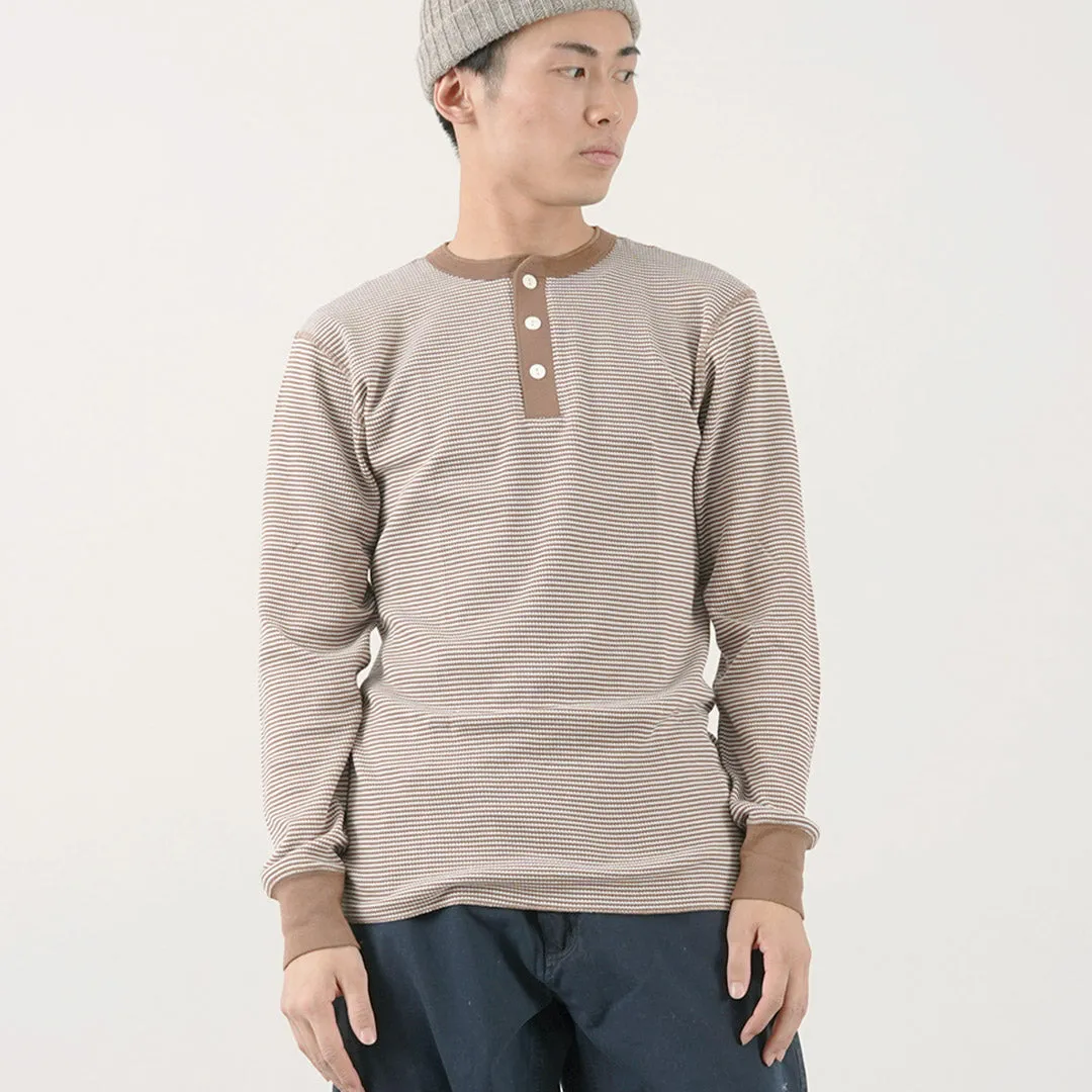 Minimalist fashion HEALTHKNIT / Basic Waffle Henley Neck Long Sleeve