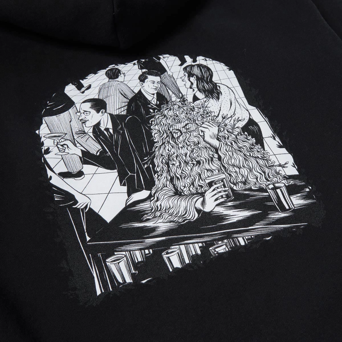Zippered Closure Bold colors CCS Social Camouflage Bar Hoodie - Black