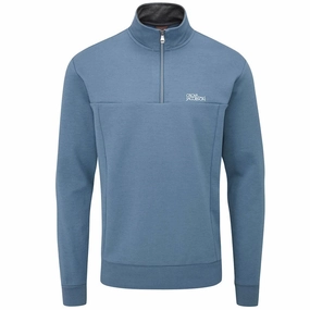 Oscar Jacobson Hawkes Tour Pullover - Blue Charcoal Modern Chic Urban Layer
