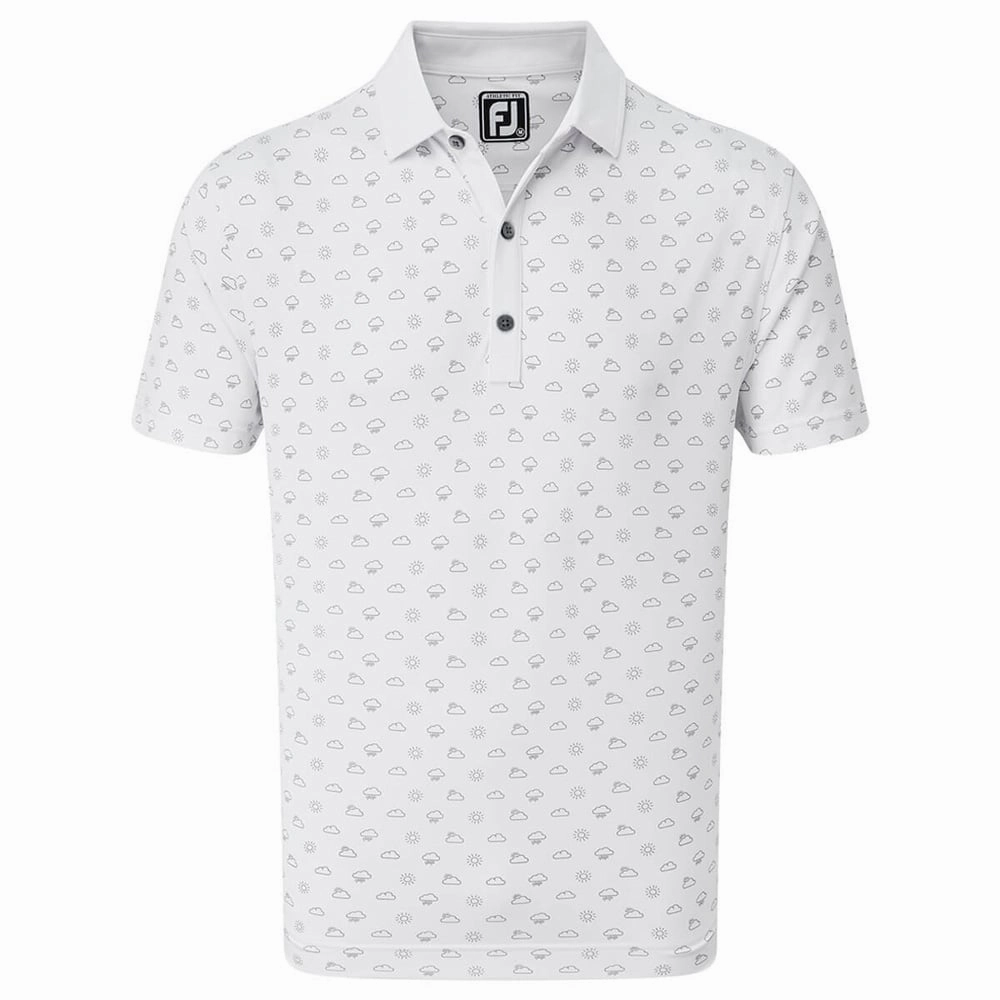 Fun and Comfortable QuickDry Material FootJoy Smooth Pique Weather Print - White