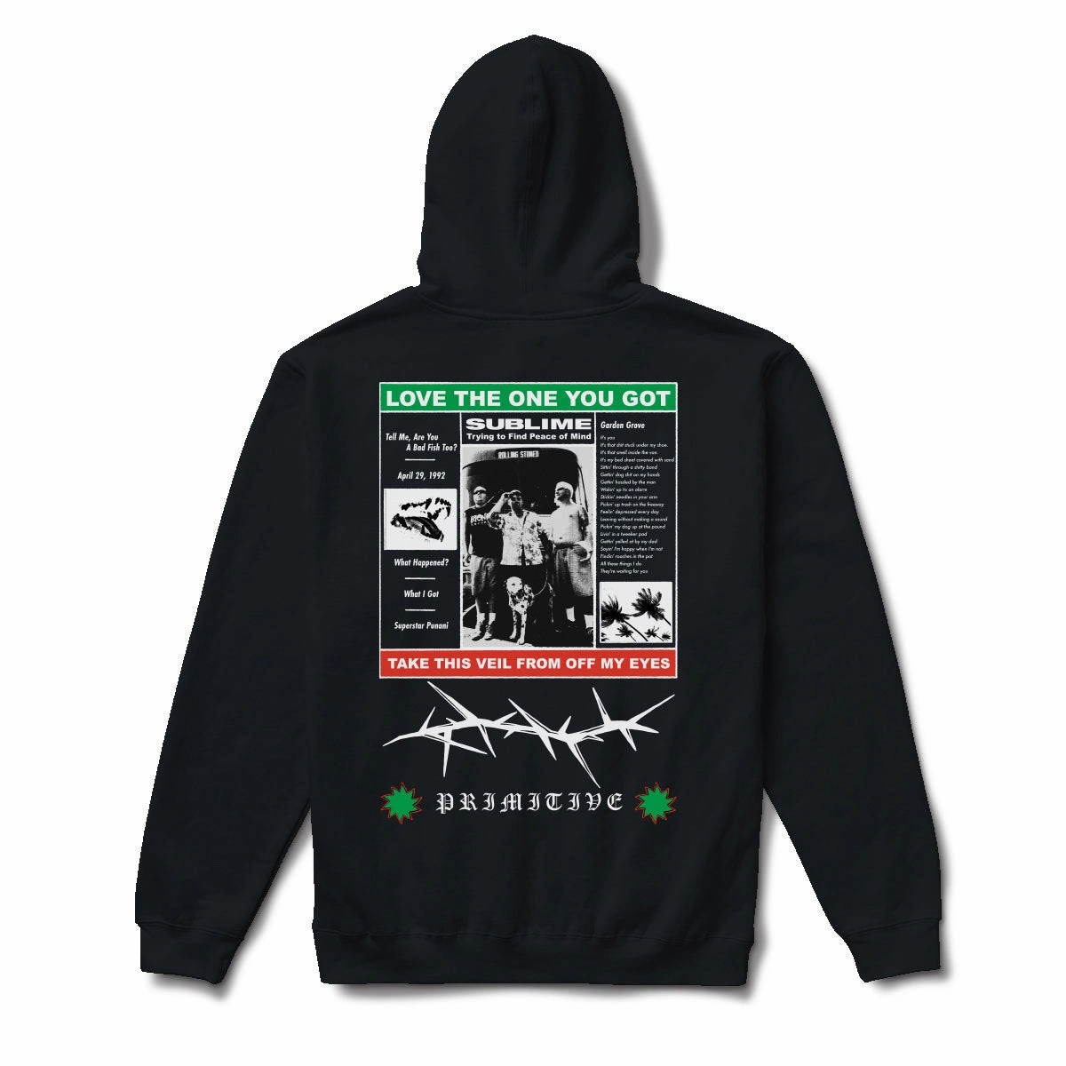 Primitive x Sublime Zine Hoodie - Black Minimal Style Drop Shoulder