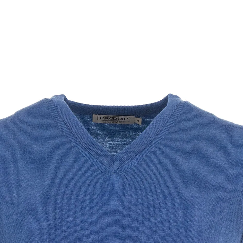 Seamless construction ProQuip Merino V-Neck Sleeveless Slipover - Blue