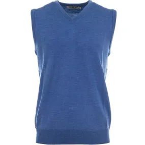 ProQuip Merino V-Neck Sleeveless Slipover - Blue warm - feeling clothing Noise Reduced Zippers