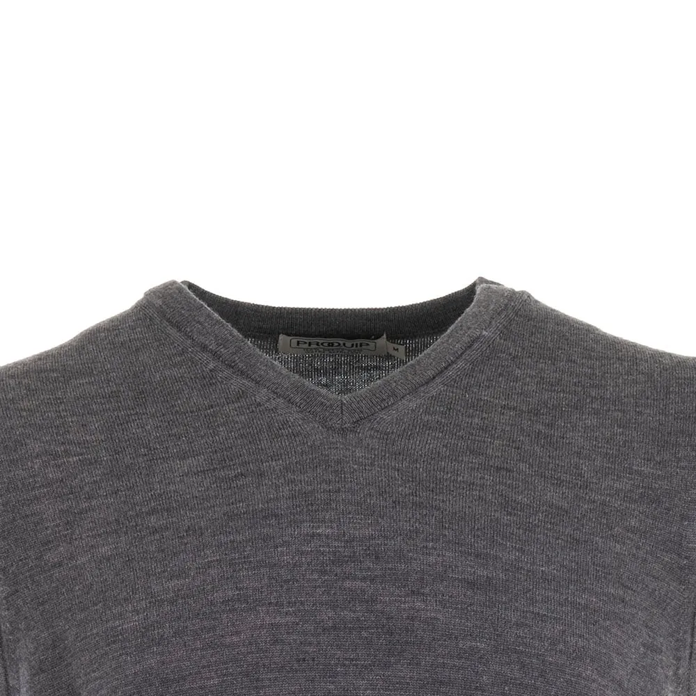 ProQuip Merino V-Neck Sleeveless Slipover - Grey defense