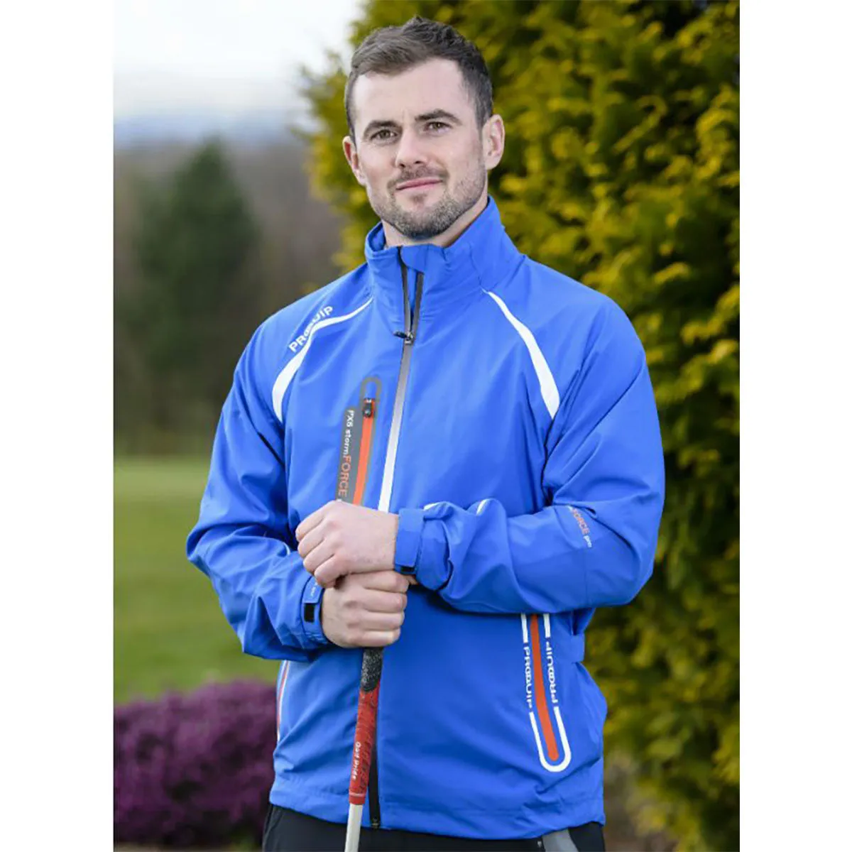 Down Filled Proquip Stormforce Px6 Pro Waterproof Golf Jacket - Blue/Orange