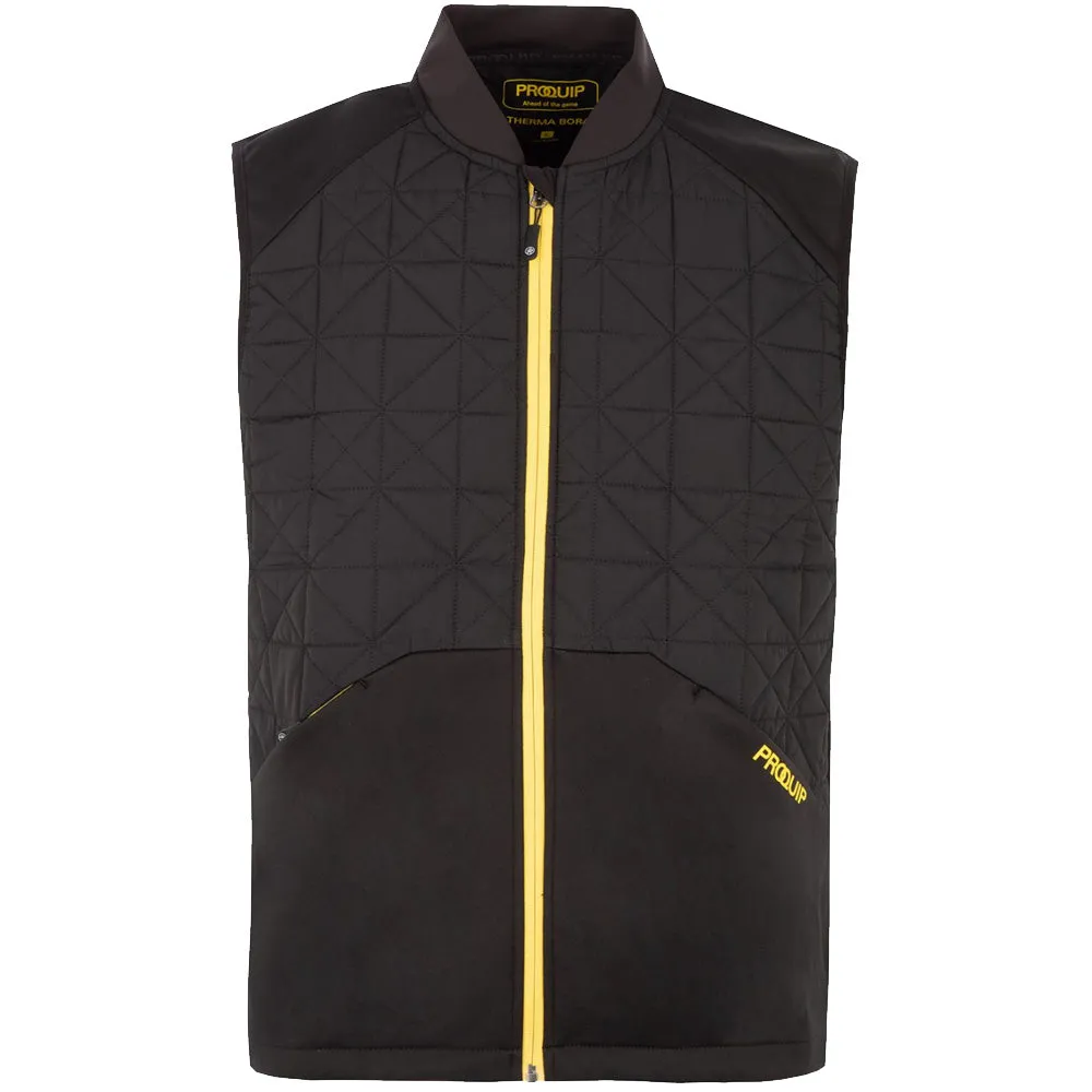 ProQuip Therma-Bora Quilt Gilet - Black/Yellow Yoke Back