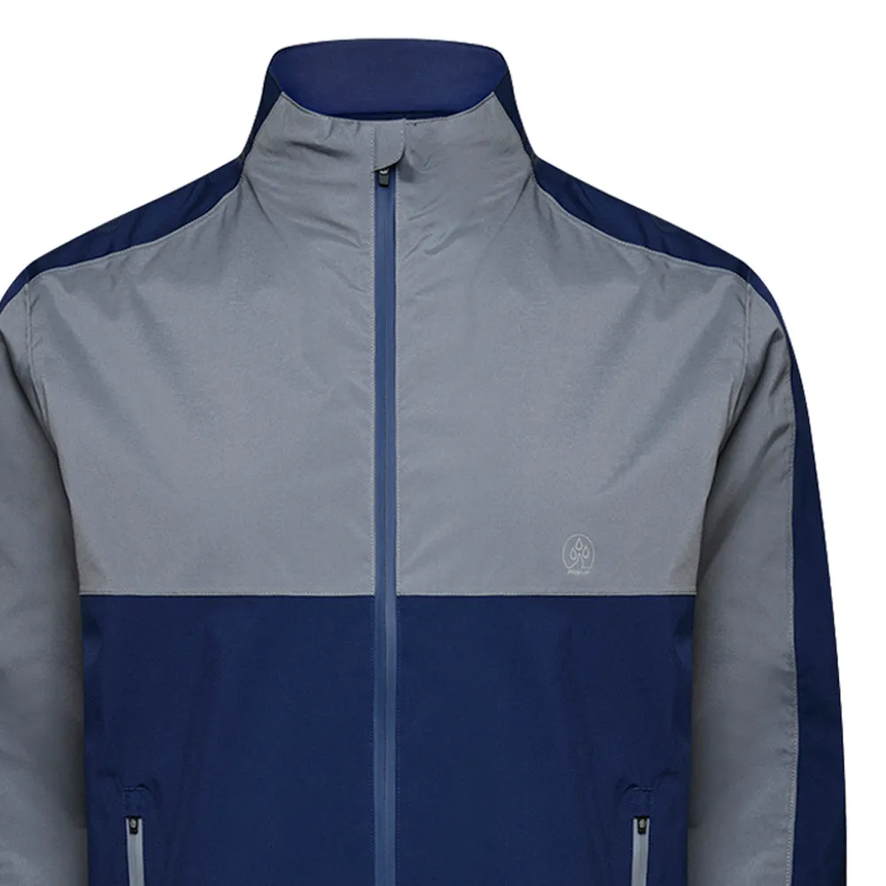 ProQuip Windermere Waterproof Jacket - Grey/Navy elastic waistband Glow In The Dark Accents