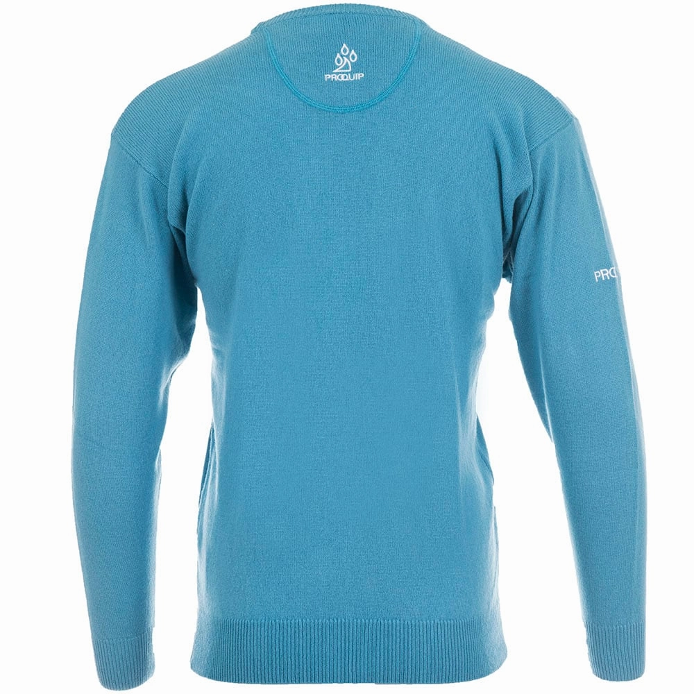 ProQuip Lambswool Water Repellent Crew Neck Golf Sweater - Aqua Casual Fashion