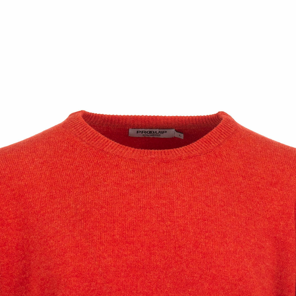 ProQuip Lambswool Water Repellent Crew Neck Golf Sweater - Inferno Orange Weekend Look