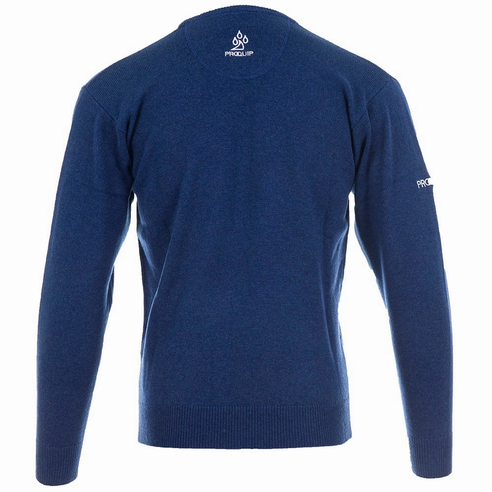 ProQuip Lambswool Water Repellent Crew Neck Golf Sweater - Mariner Blue product ribbon playfulness Adult Size
