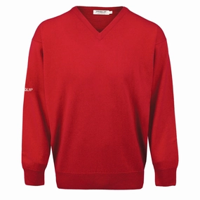 Graphic Design product development ProQuip Lambswool Water Repellent V Neck Golf Sweater - Autumn Red