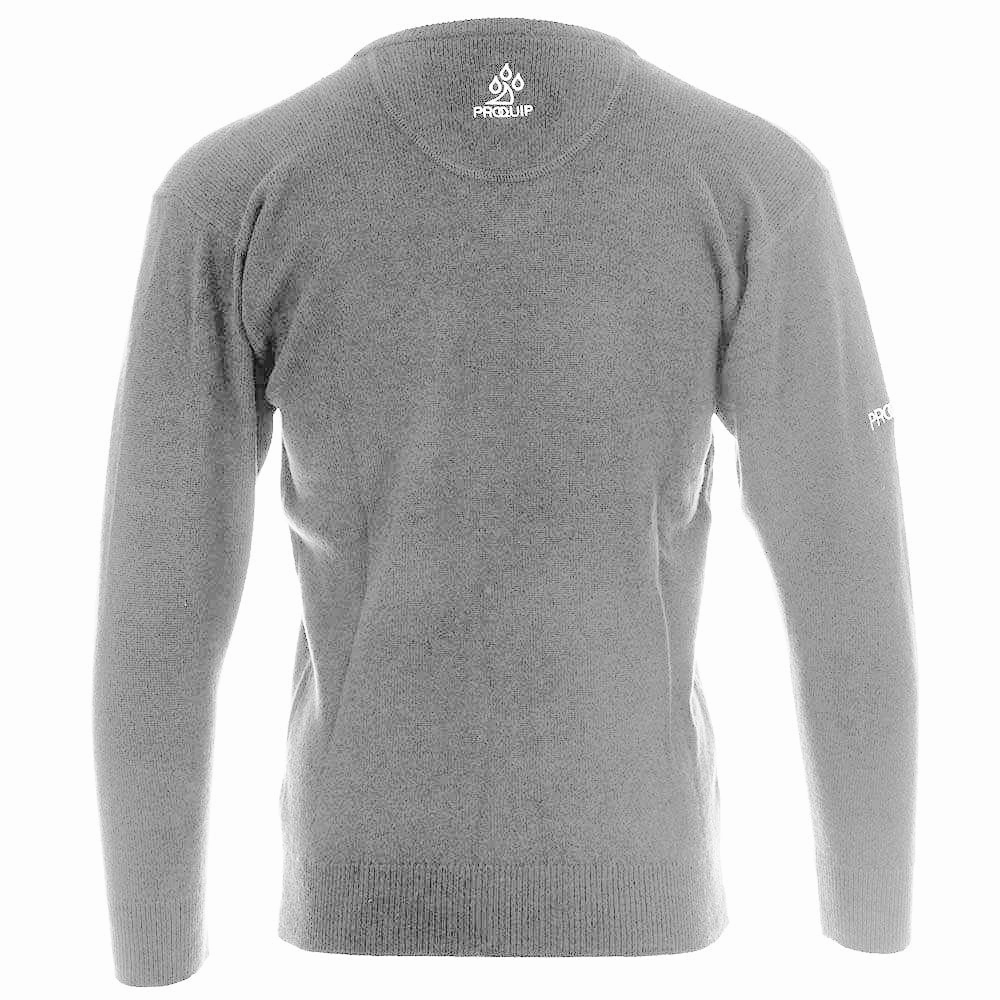 Fleece ProQuip Lambswool Water Repellent V Neck Golf Sweater - Grey