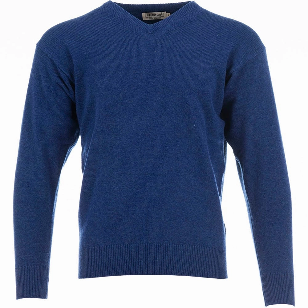 Everyday Essentials ProQuip Lambswool Water Repellent V Neck Golf Sweater - Persian Blue