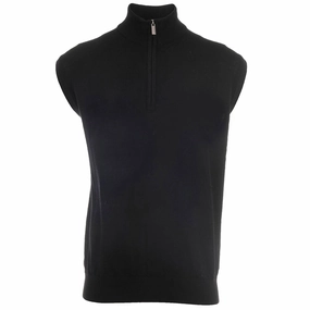 Stylish Wear Cozy Basics ProQuip Merino 1/2 Zip Sleeveless Slipover - Black