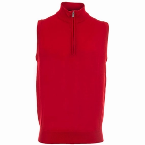 ProQuip Merino 1/2 Zip Sleeveless Slipover - Red Chill Comfort
