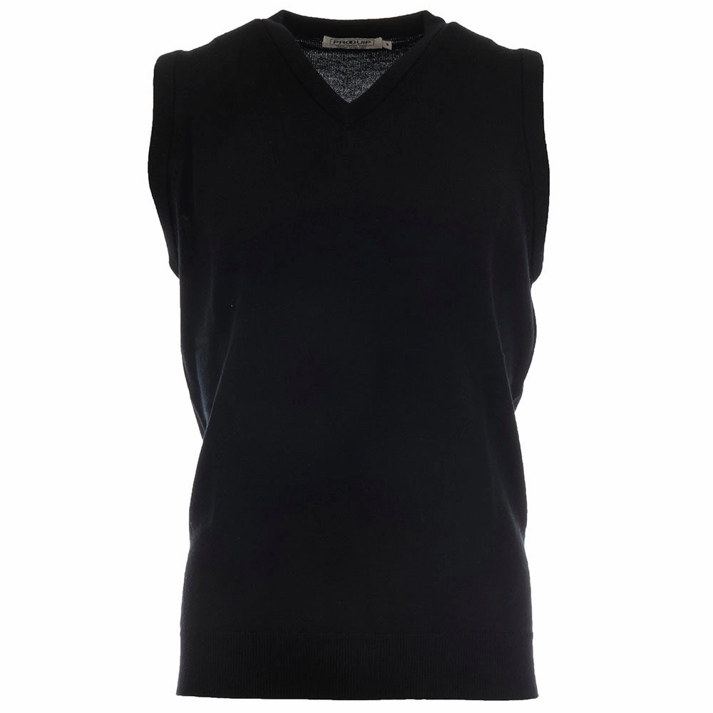 Road Trip product solo self expression ProQuip Merino V-Neck Sleeveless Slipover - Black