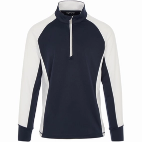 Quilted Lining Layer Sporty ProQuip Pro Tech 1/2 Zip Pullover - Navy/White