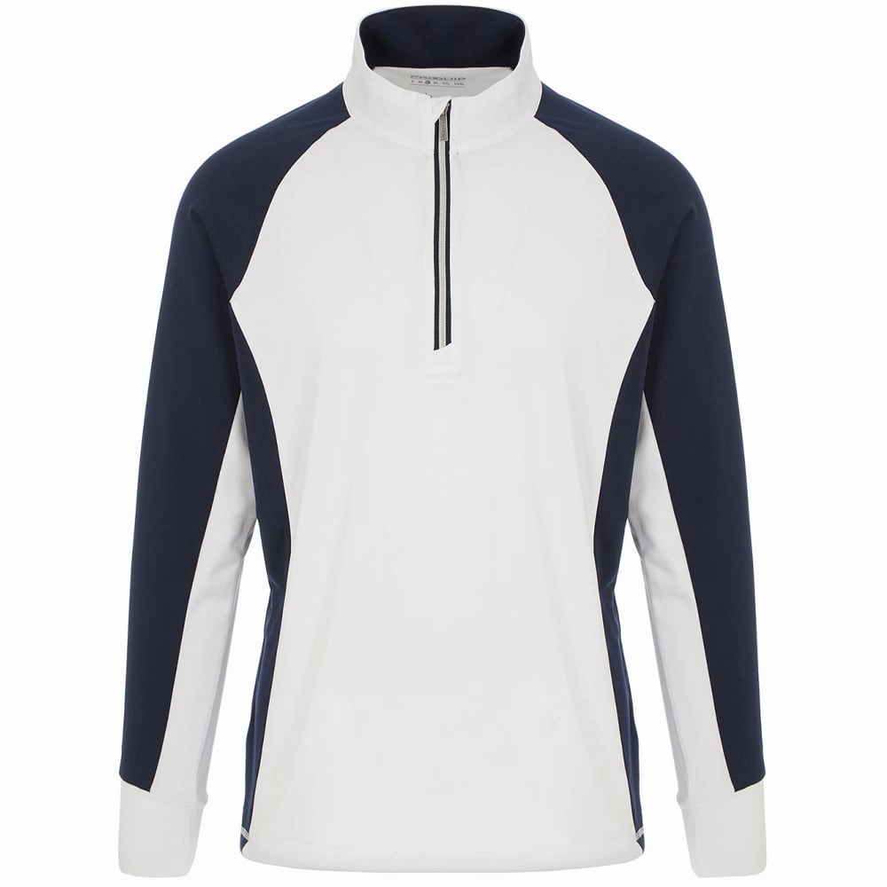 ProQuip Pro Tech 1/2 Zip Pullover - White/Navy Snuggly Fit