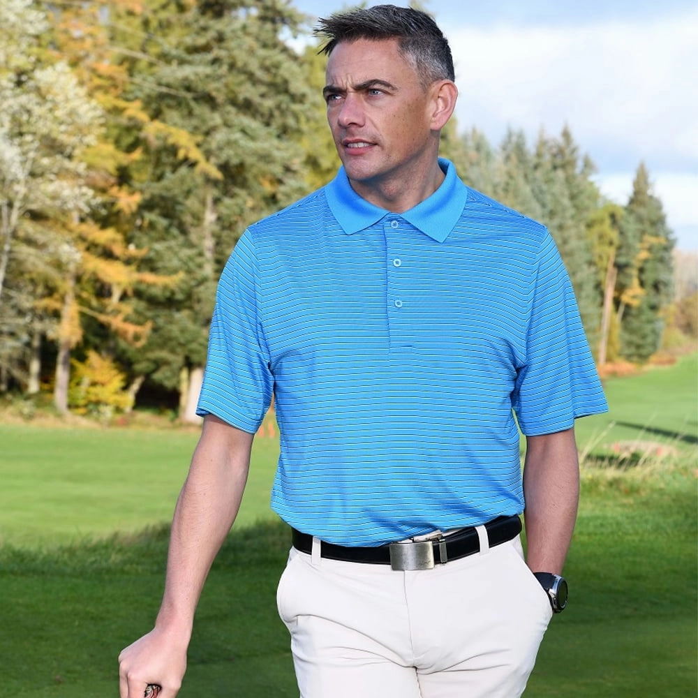 Stretch Knit ProQuip Pro Tech Feeder Stripe Polo Shirt - Azure Blue