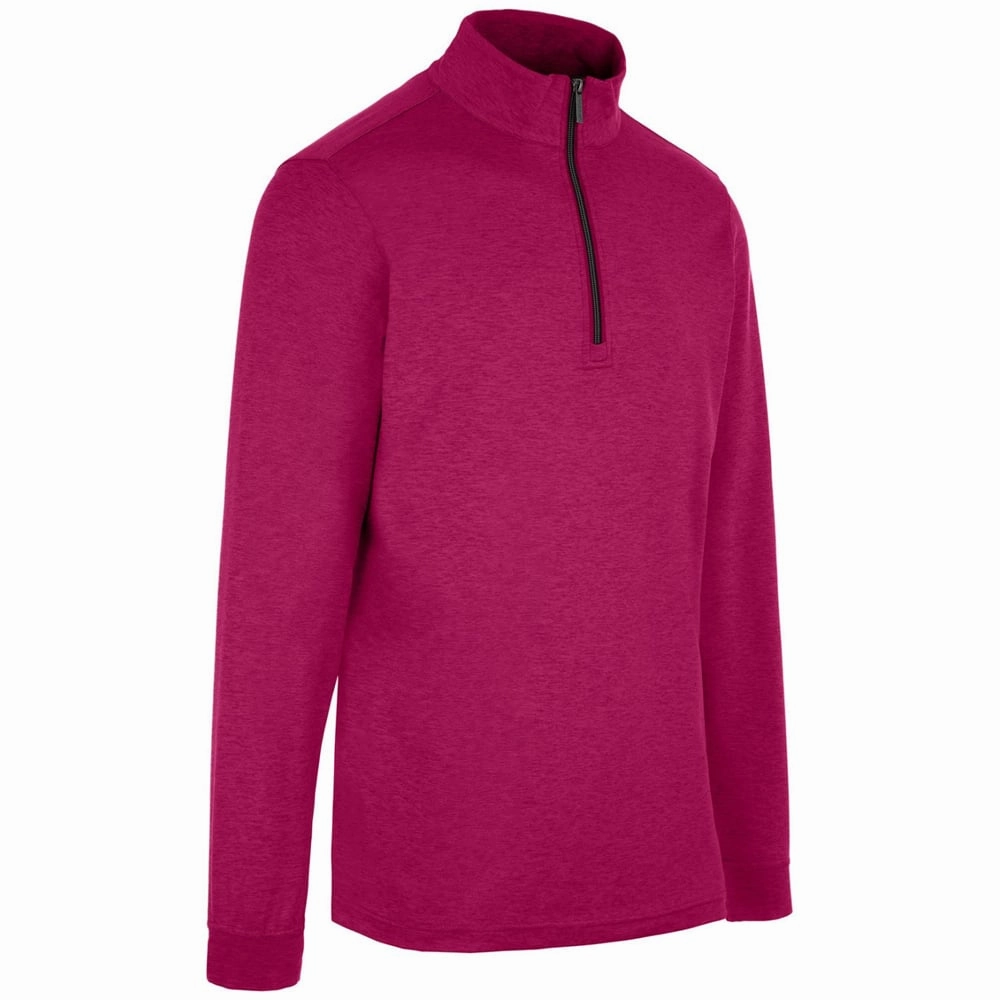 Timeless Chic ProQuip Pro Tech Melange 1/2 Zip Pullover - Festival Fuchsia