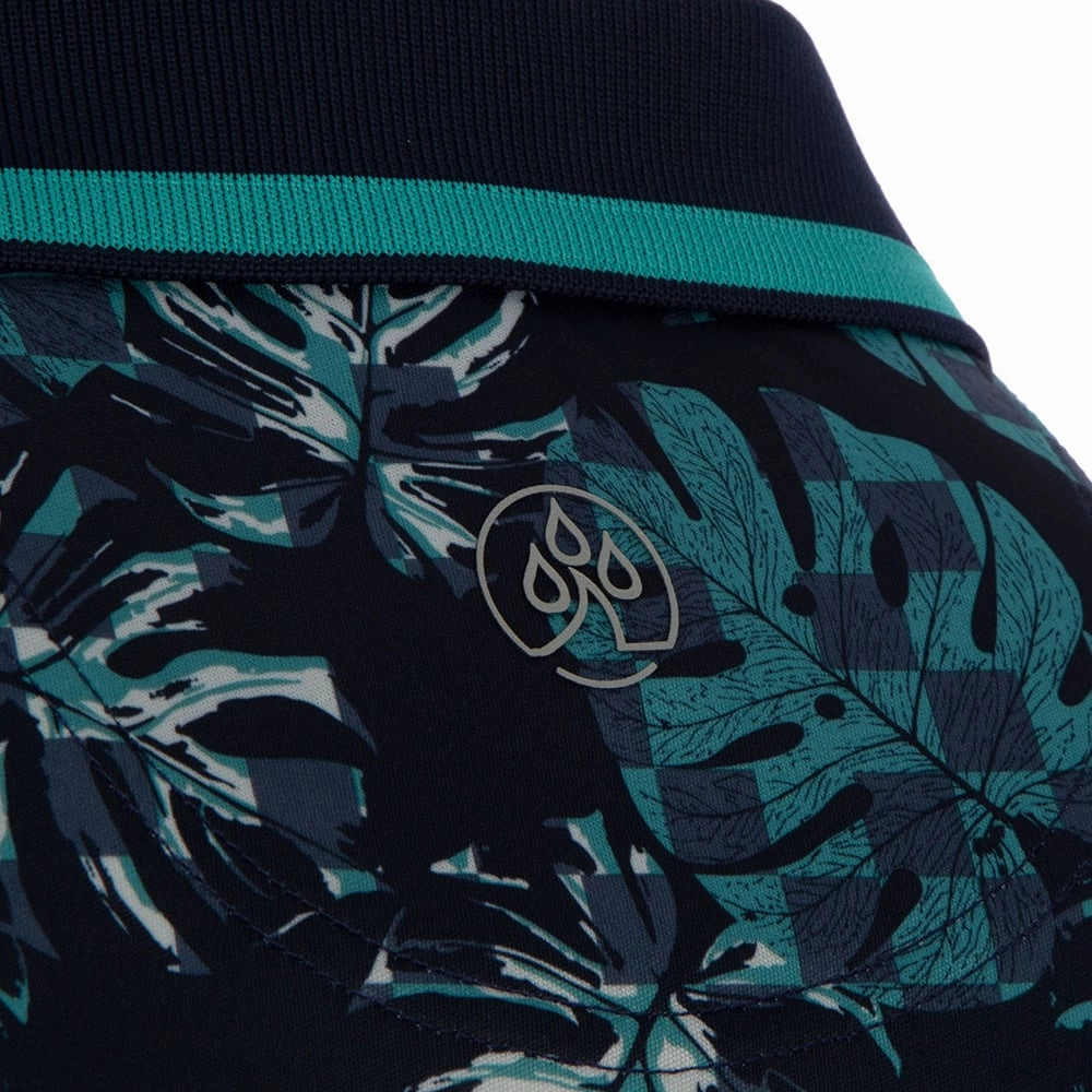 ProQuip Sub7 Leaf Print Polo Shirt - Navy/Blue/Porcelain Comfy and Versatile Fresh Style Trend