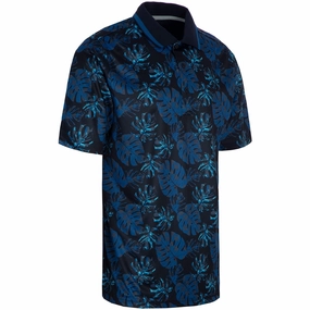 ProQuip Sub7 Leaf Print Polo Shirt - Navy/Royal/Azure Fashion Fit Holiday Wear