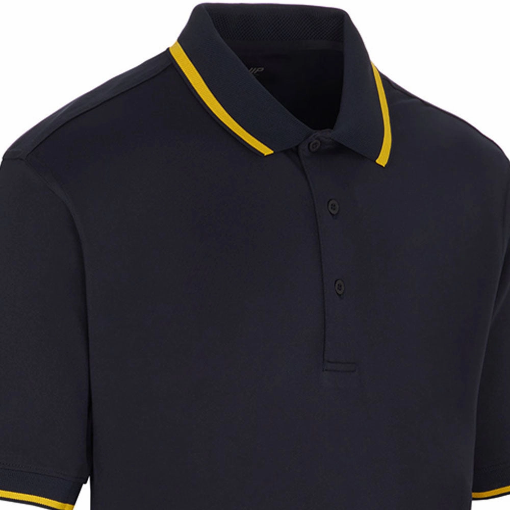 V neck style ProQuip Sub7 Plain Polo Shirt - Navy/Gold
