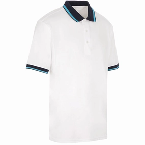 ProQuip Sub7 Plain Polo Shirt - White/Azure Cool and Relaxed Biodegradable Textile
