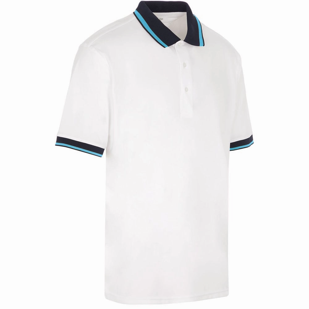 ProQuip Sub7 Plain Polo Shirt - White/Azure Cool and Relaxed Biodegradable Textile