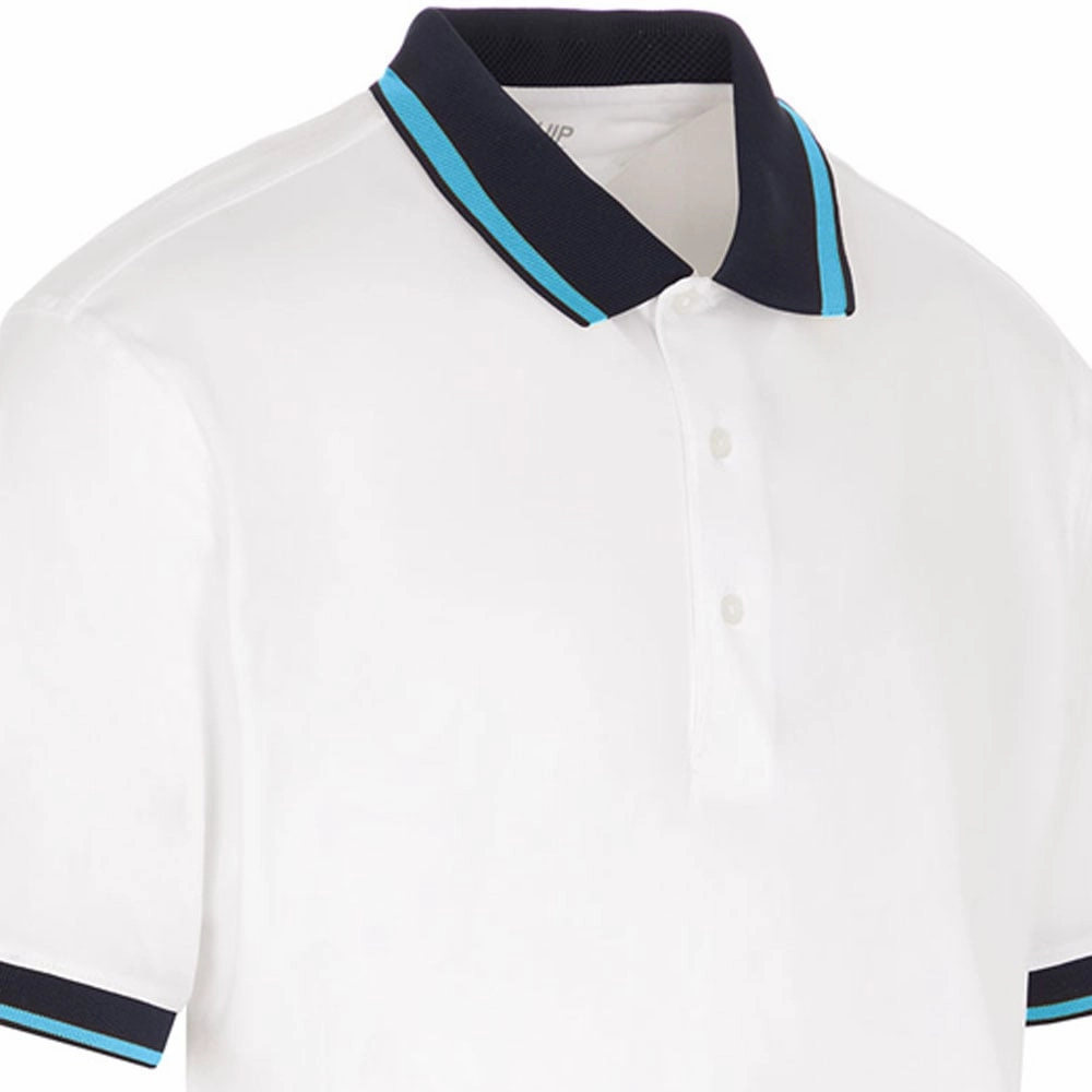 ProQuip Sub7 Plain Polo Shirt - White/Azure Indoor clothing