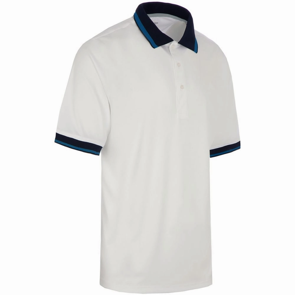 Daily Trend Look Light Casual Wear ProQuip Sub7 Plain Polo Shirt - White/Royal